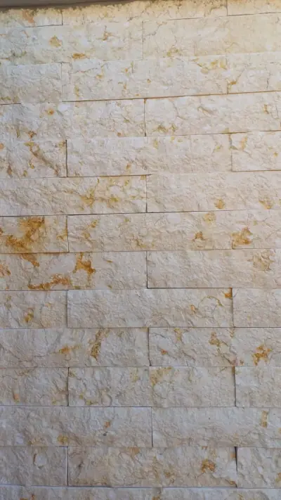 Travertino Cairo aplicada em muros e painéis decorativos